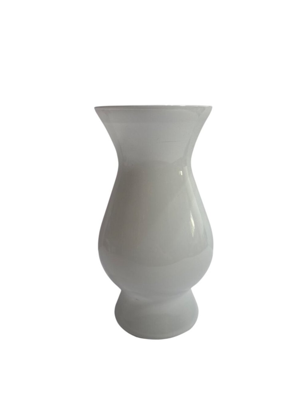 9 Inch White Glass Decorative Vase Elegant Flared Neck Smooth Satin Finish
